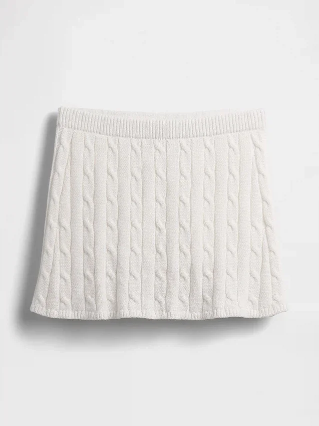 Minifalda-pantalón de punto trenzado 100 % algodón