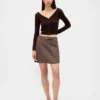 Minifalda-pantalón plisada de mezcla de lana