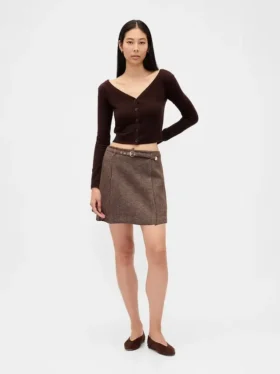 Minifalda-pantalón plisada de mezcla de lana