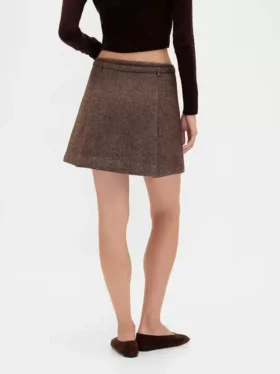 Minifalda-pantalón plisada de mezcla de lana