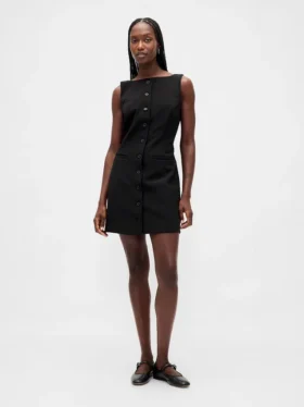 Minivestido con botones delanteros de tejido bistretch