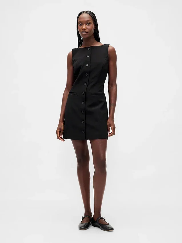Minivestido con botones delanteros de tejido bistretch