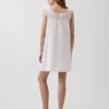 Minivestido con canesú de crochet de mezcla de lino