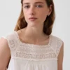 Minivestido con canesú de crochet de mezcla de lino