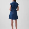 Minivestido de camisa de mezclilla plisado