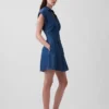 Minivestido de camisa de mezclilla plisado