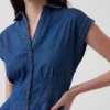 Minivestido de camisa de mezclilla plisado