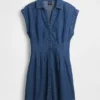 Minivestido de camisa de mezclilla plisado