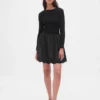 Minivestido de estilo burbuja con mezcla de materiales