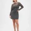 Minivestido de malla con cuello de barco