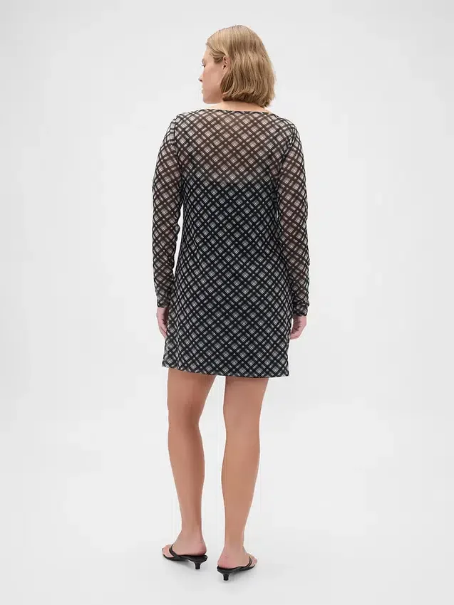 Minivestido de malla con cuello de barco