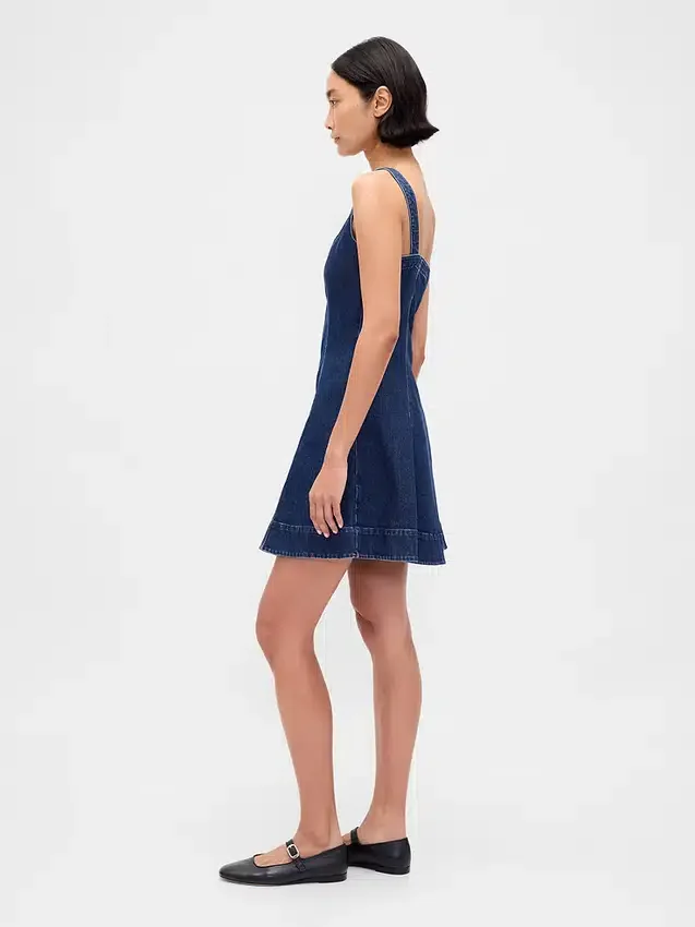 Minivestido de mezclilla con cremallera frontal