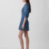 Minivestido de mezclilla ultrasuave con mangas abullonadas