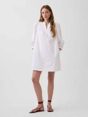 Minivestido de popelín estilo Henley