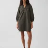 Minivestido de popelín estilo Henley