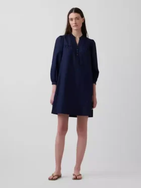 Minivestido de popelín estilo Henley