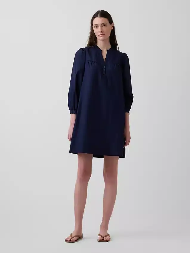 Minivestido de popelín estilo Henley