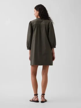 Minivestido de popelín estilo Henley