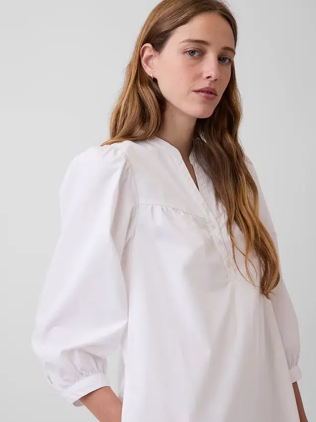 Minivestido de popelín estilo Henley