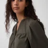 Minivestido de popelín estilo Henley
