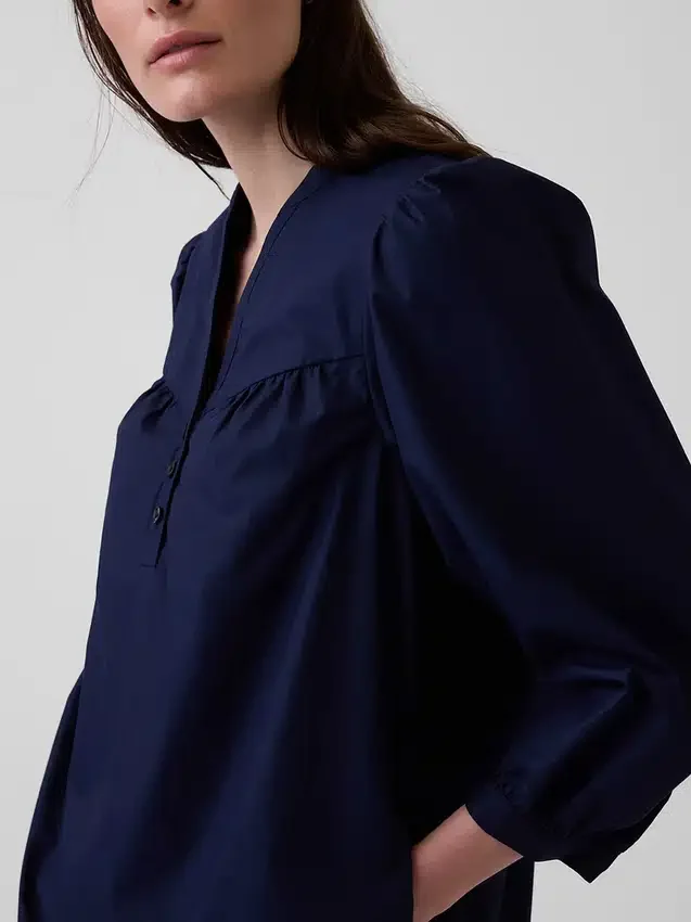 Minivestido de popelín estilo Henley