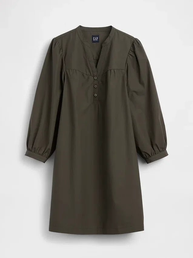 Minivestido de popelín estilo Henley
