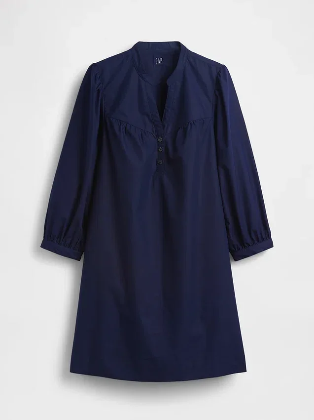 Minivestido de popelín estilo Henley