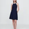 Minivestido halter de mezcla de lino