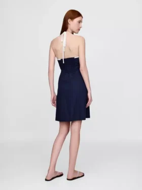 Minivestido halter de mezcla de lino