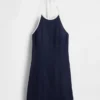 Minivestido halter de mezcla de lino