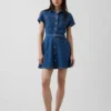 Minivestido tipo camisa de mezclilla con cinturón