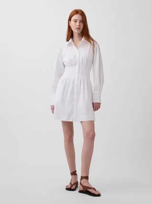 Minivestido tipo camisa plisado