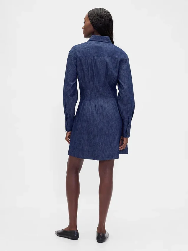 Minivestido tipo camisa plisado