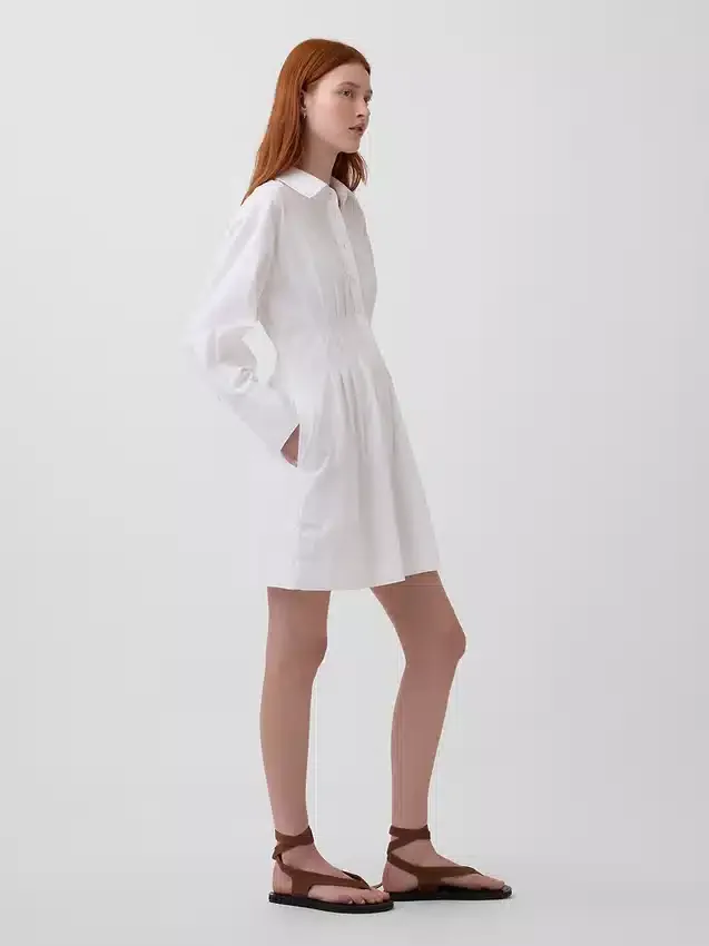 Minivestido tipo camisa plisado