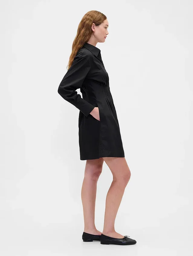 Minivestido tipo camisa plisado
