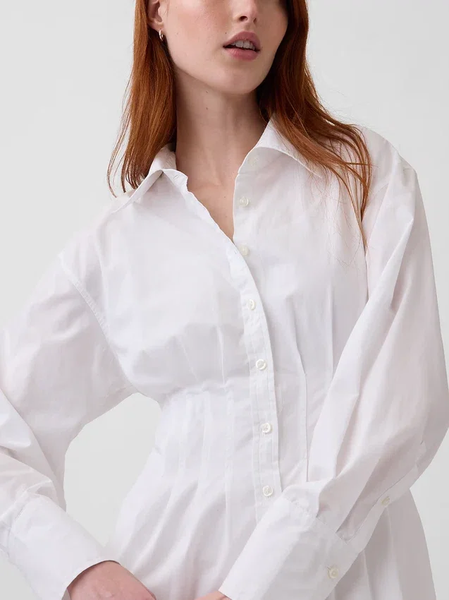 Minivestido tipo camisa plisado