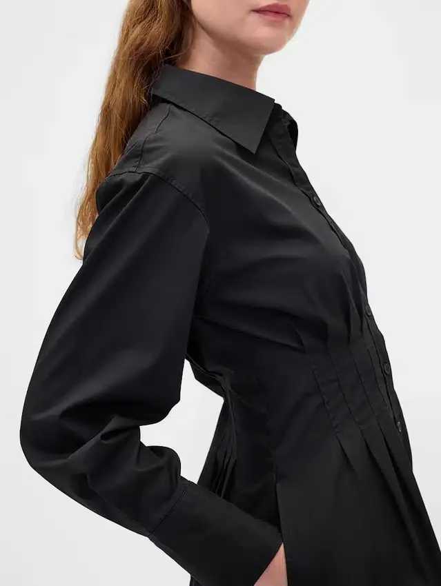Minivestido tipo camisa plisado