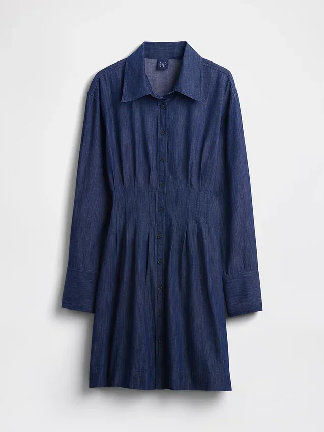 Minivestido tipo camisa plisado