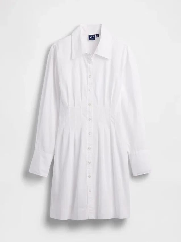 Minivestido tipo camisa plisado