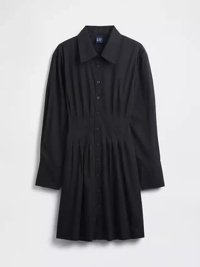Minivestido tipo camisa plisado