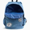 Mochila infantil de mezclilla con parches de logotipos