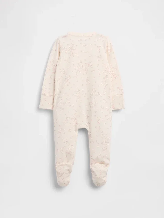 Mono con pies de algodón orgánico con estampado floral para bebé