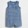 Mono corto de algodón orgánico estilo Henley para bebé