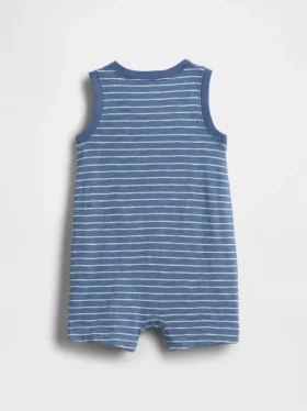 Mono corto de algodón orgánico estilo Henley para bebé