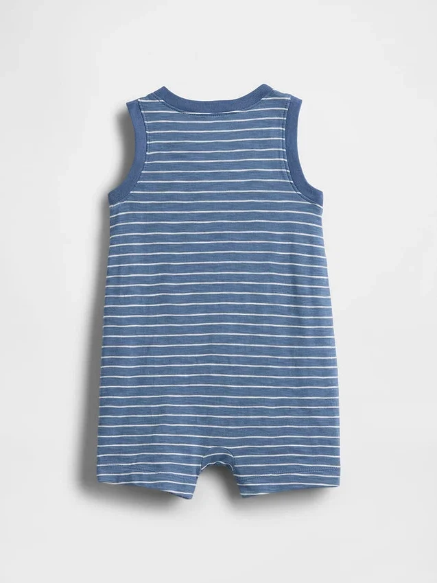 Mono corto de algodón orgánico estilo Henley para bebé