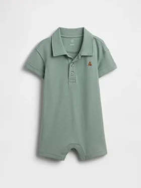 Mono corto tipo polo de piqué para bebé