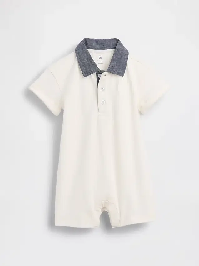 Mono corto tipo polo de piqué para bebé