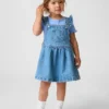 Overol de mezclilla con bolsillo de osito para bebés y niños
