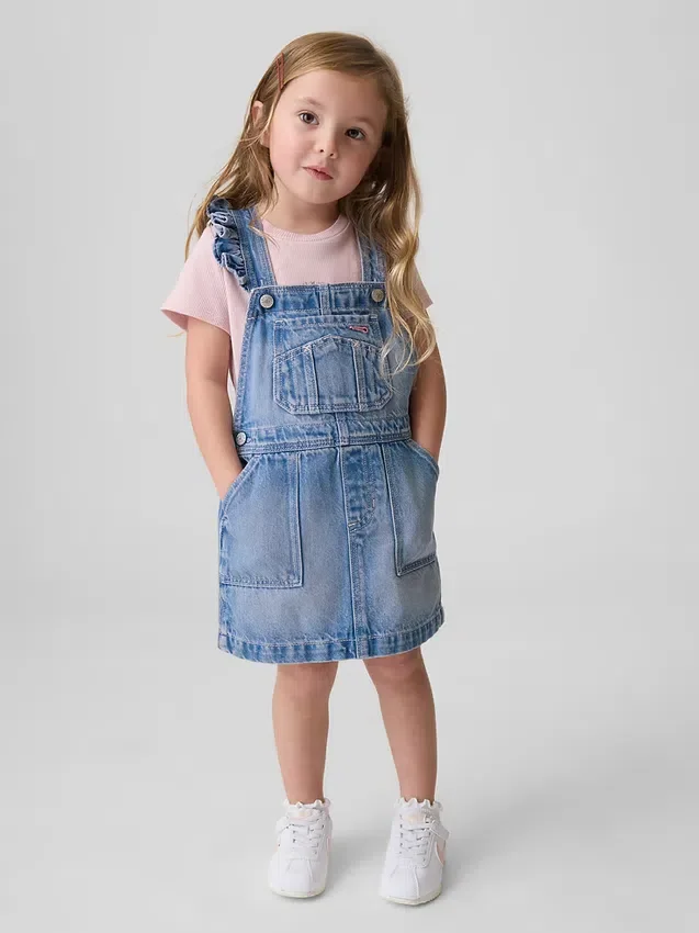 Pantalón-falda de mezclilla con volantes para bebés y niños