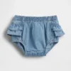 Pantaloncitos de denim con volantes para bebé